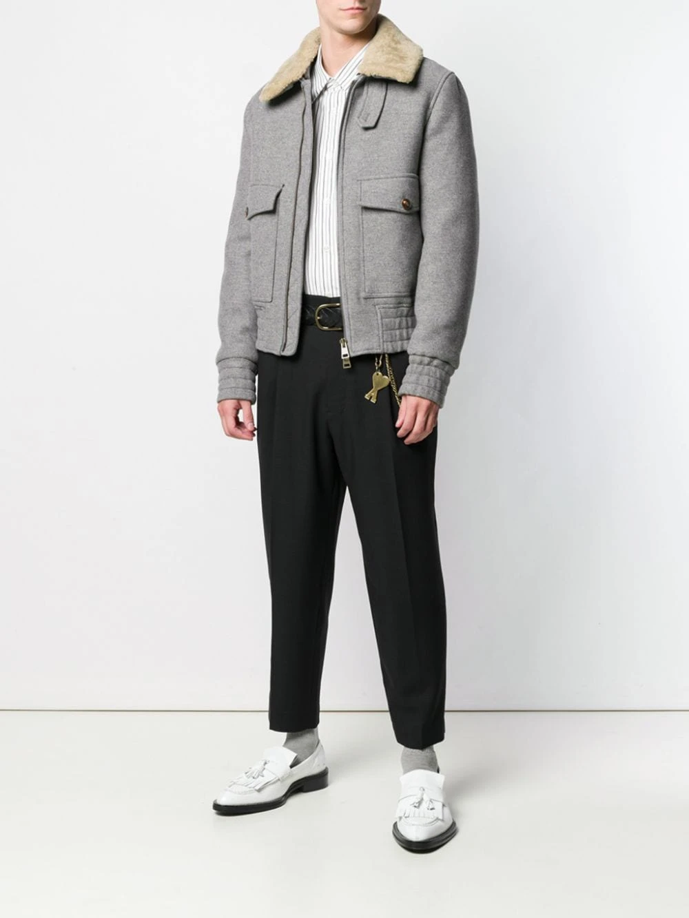 AMI Paris Veste à col en mouton retourné Prix Exclusifs vestes militaire homme 2 AMI Paris veste à col en mouton retourné