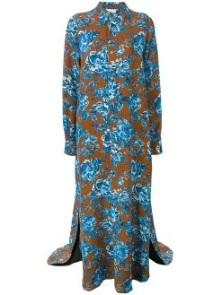 AMI Paris robe-chemise longue à fleurs