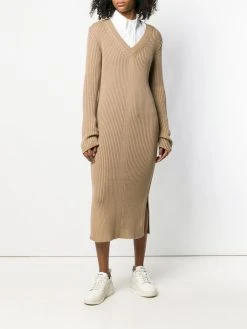 AMI Paris robe longue à col v