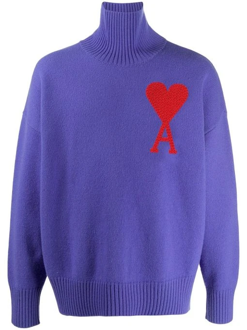 AMI Paris pull Ami de Coeur à col montant