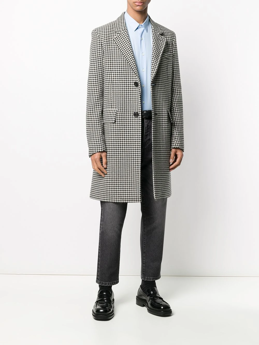 AMI Paris Vendre-Réclame Manteau droit à motif pied de poule pardessus homme 2 AMI Paris manteau droit à motif pied de poule