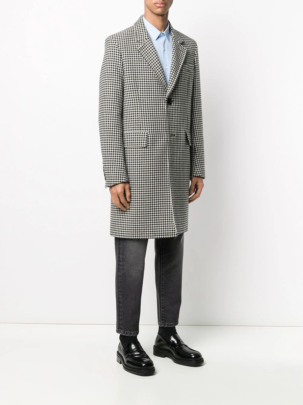 AMI Paris Vendre-Réclame Manteau droit à motif pied de poule pardessus homme 3 AMI Paris manteau droit à motif pied de poule