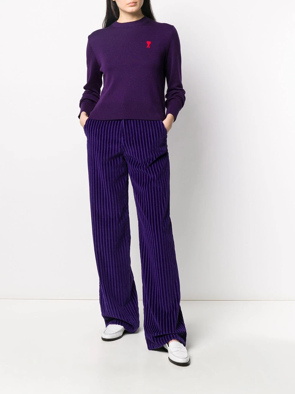 Pas Cher AMI Paris Pantalon ample à design texturé pantalons évasés femme 2 AMI Paris pantalon ample à design texturé