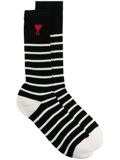 AMI Paris Striped Ami de Coeur Socks