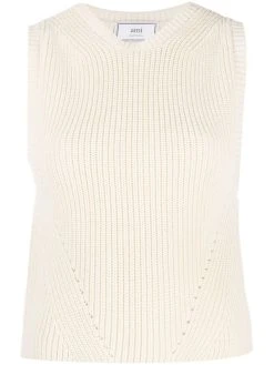 AMI Paris pull en maille nervurée sans manches