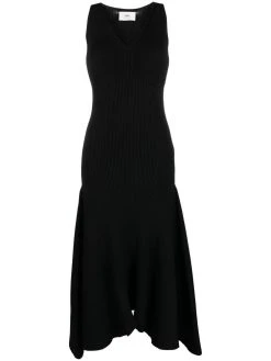 AMI Paris robe nervurée à col v