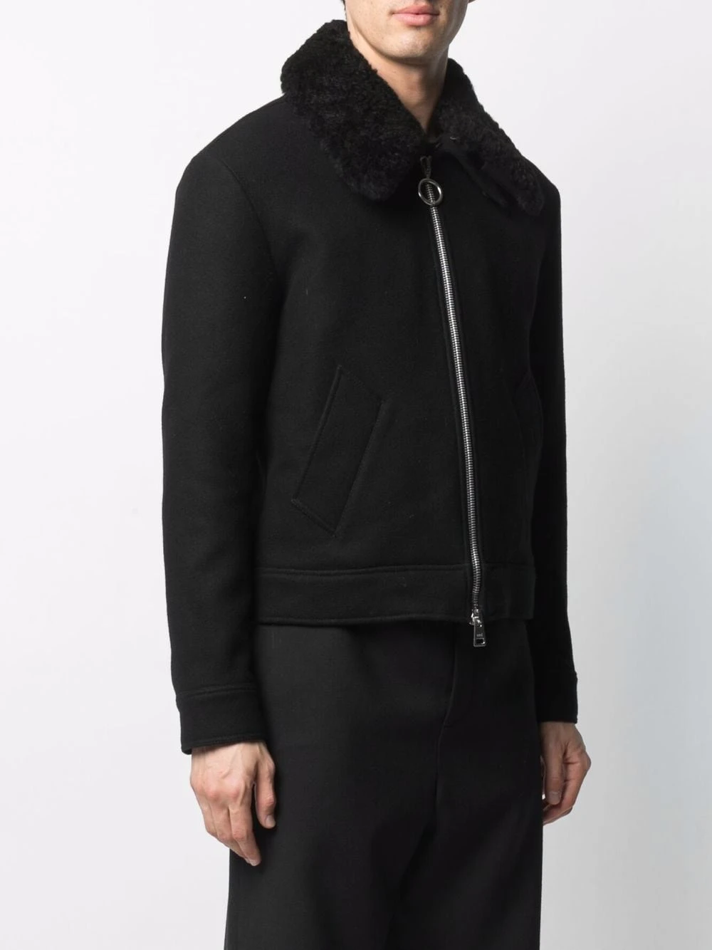 AMI Paris Veste zippée à col en peau lainée Prix Ourlé surchemises homme 3 AMI Paris veste zippée à col en peau lainée