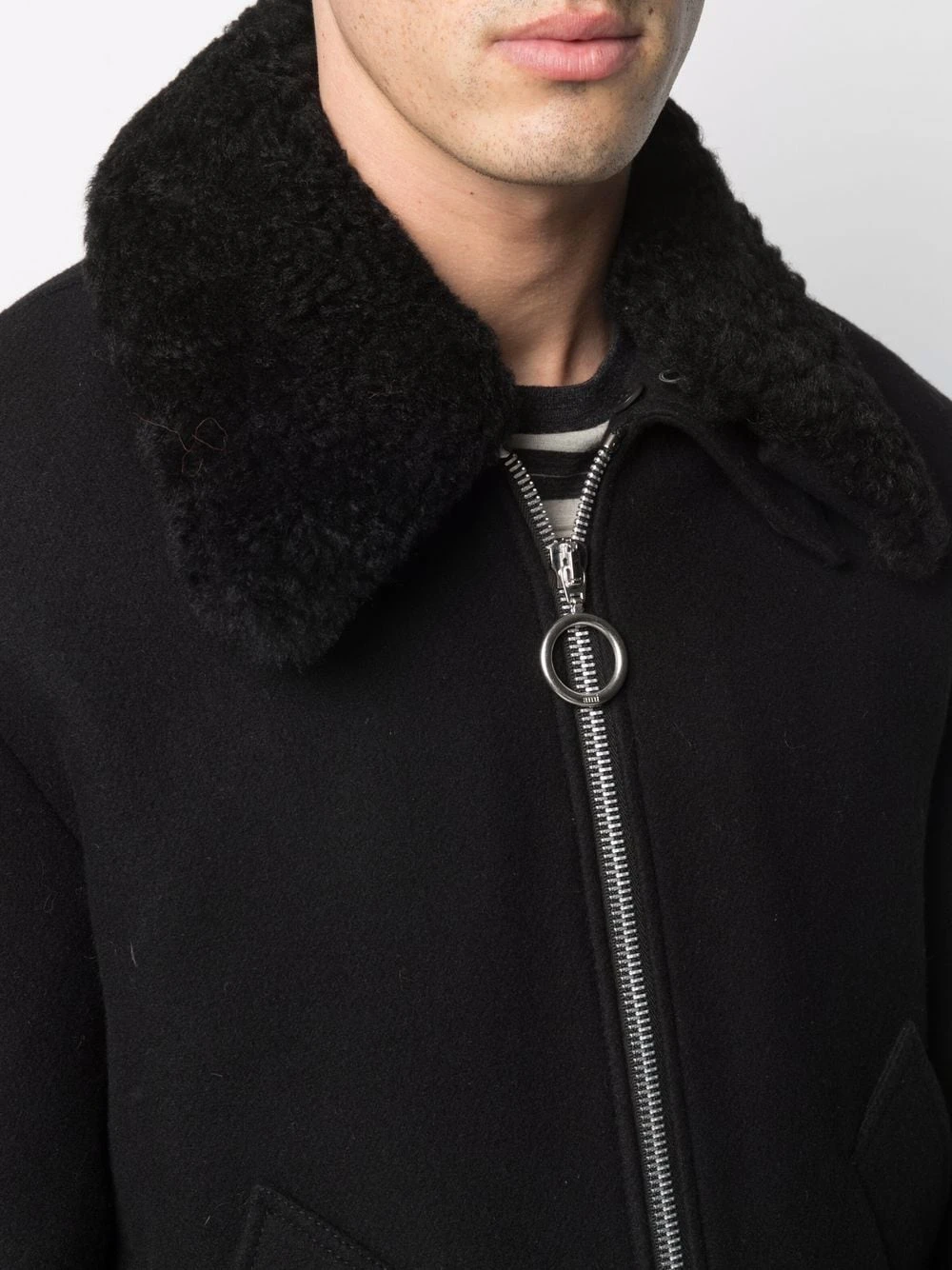 AMI Paris Veste zippée à col en peau lainée Prix Ourlé surchemises homme 5 AMI Paris veste zippée à col en peau lainée
