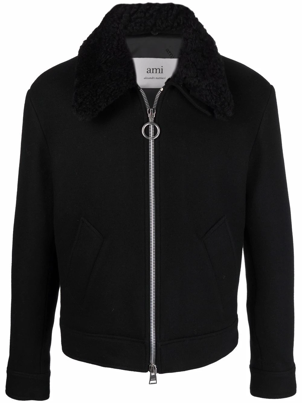 AMI Paris Veste zippée à col en peau lainée Prix Ourlé surchemises homme 1 AMI Paris veste zippée à col en peau lainée