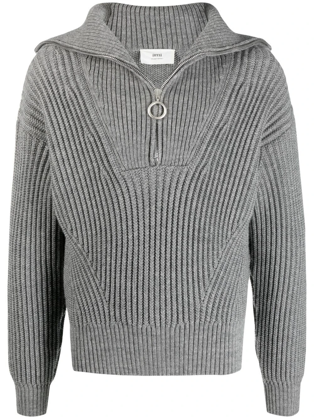 Bas Prix AMI Paris Pull nervuré à plastron pulls homme 1 AMI Paris pull nervuré à plastron
