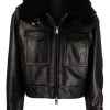 AMI Paris veste en cuir à fermeture zippée