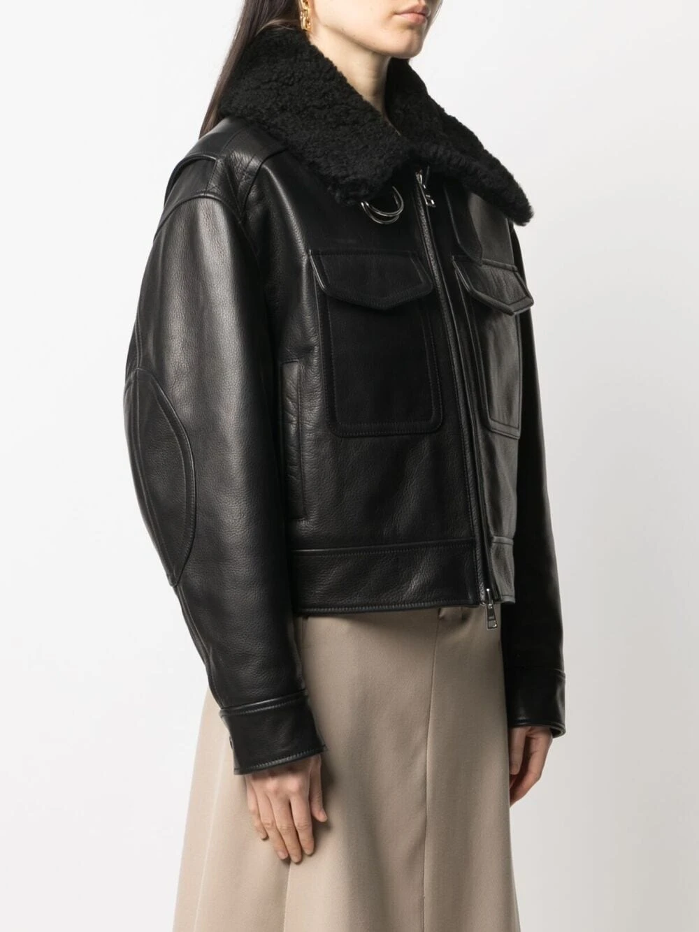 Plus Bas Prix De Vente AMI Paris Veste en cuir à fermeture zippée vestes en cuir femme 3 AMI Paris veste en cuir à fermeture zippée