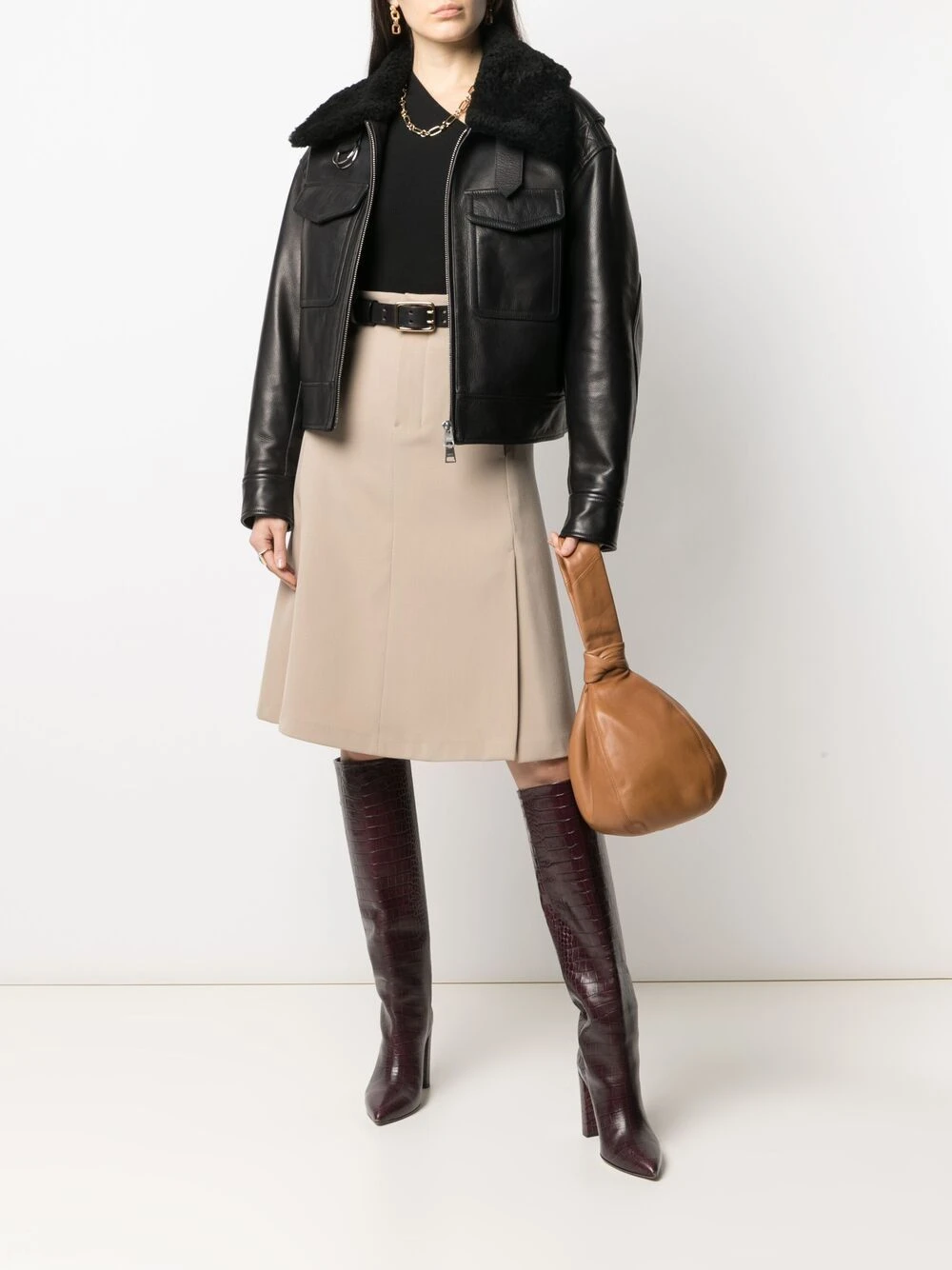 Plus Bas Prix De Vente AMI Paris Veste en cuir à fermeture zippée vestes en cuir femme 2 AMI Paris veste en cuir à fermeture zippée