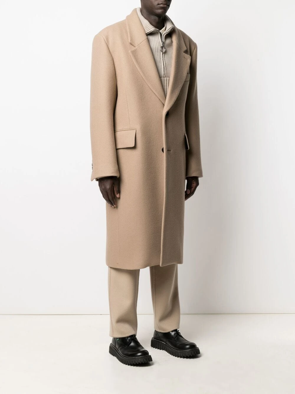 AMI Paris Manteau en laine à simple boutonnage Prix Affortable pardessus homme 3 AMI Paris manteau en laine à simple boutonnage