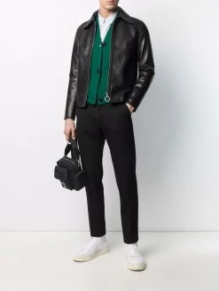 AMI Paris veste zippée en cuir grainé