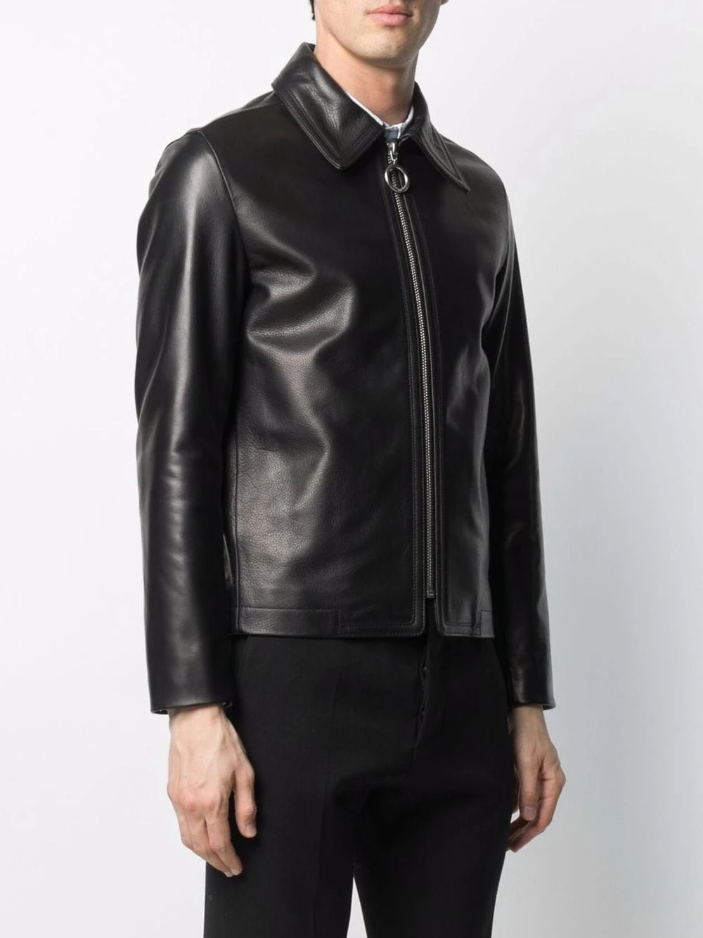 Vendre-Réclame AMI Paris Veste zippée en cuir grainé vestes en cuir homme 3 AMI Paris veste zippée en cuir grainé