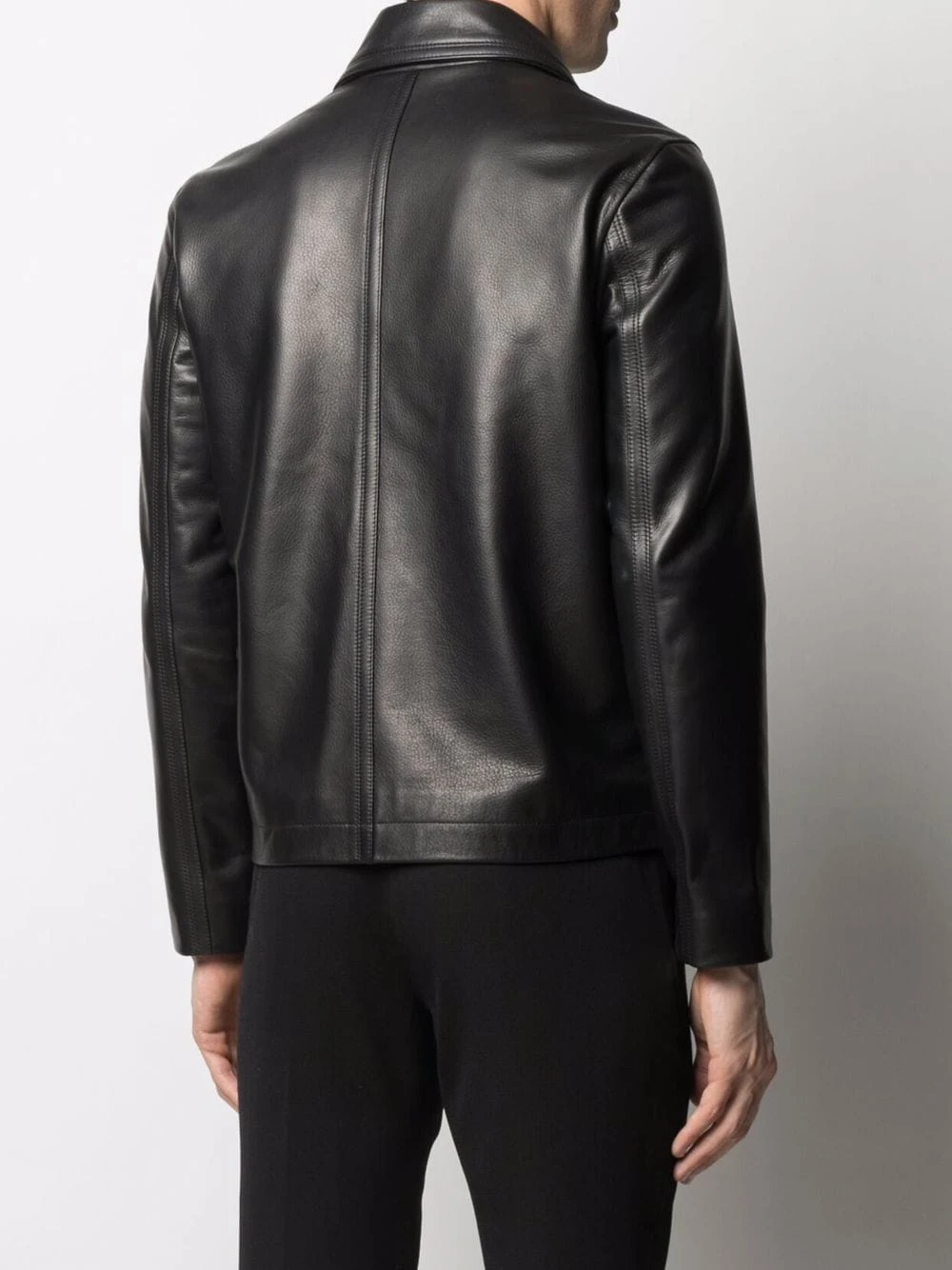 Vendre-Réclame AMI Paris Veste zippée en cuir grainé vestes en cuir homme 4 AMI Paris veste zippée en cuir grainé