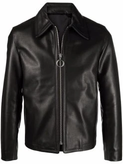 AMI Paris veste zippée en cuir grainé