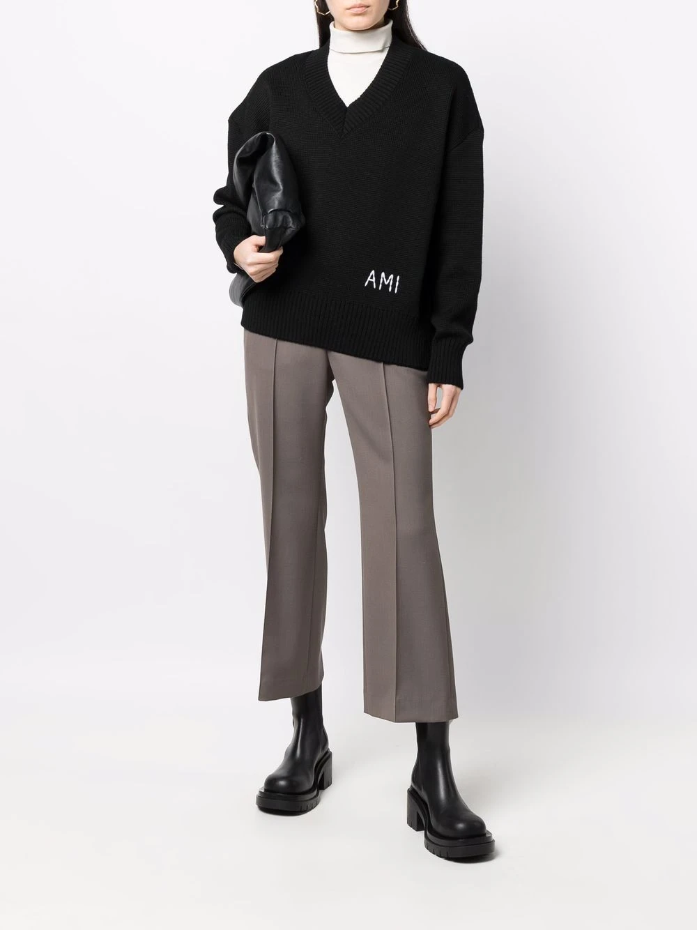 Soldes AMI Paris Manteau à simple boutonnage pulls femme 3 AMI Paris manteau à simple boutonnage