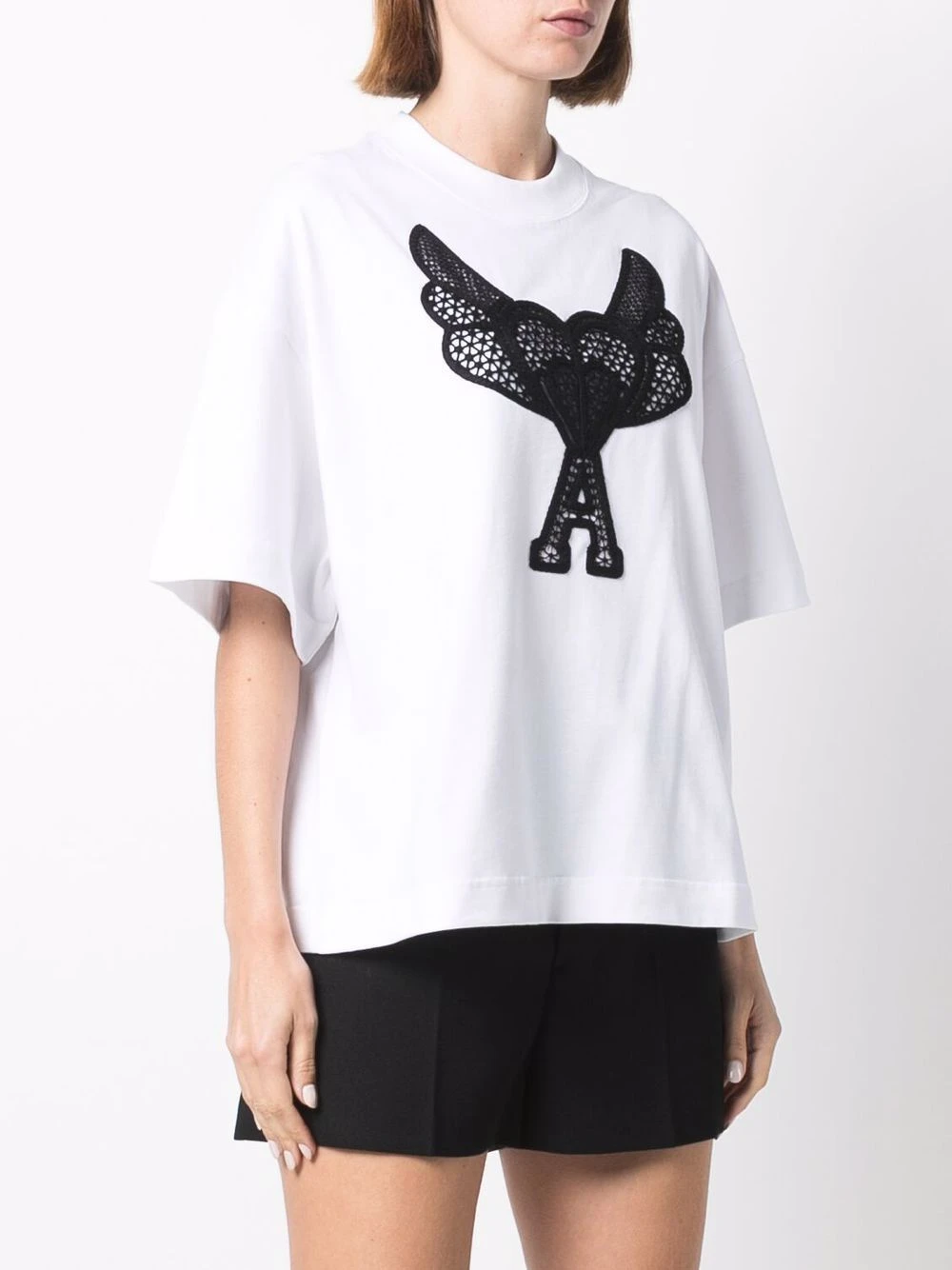 AMI Paris Sweat Ami de Cœur à détail en dentelle Prix Raisonnable t-shirts & jerseys femme 3 AMI Paris sweat Ami de Cœur à détail en dentelle