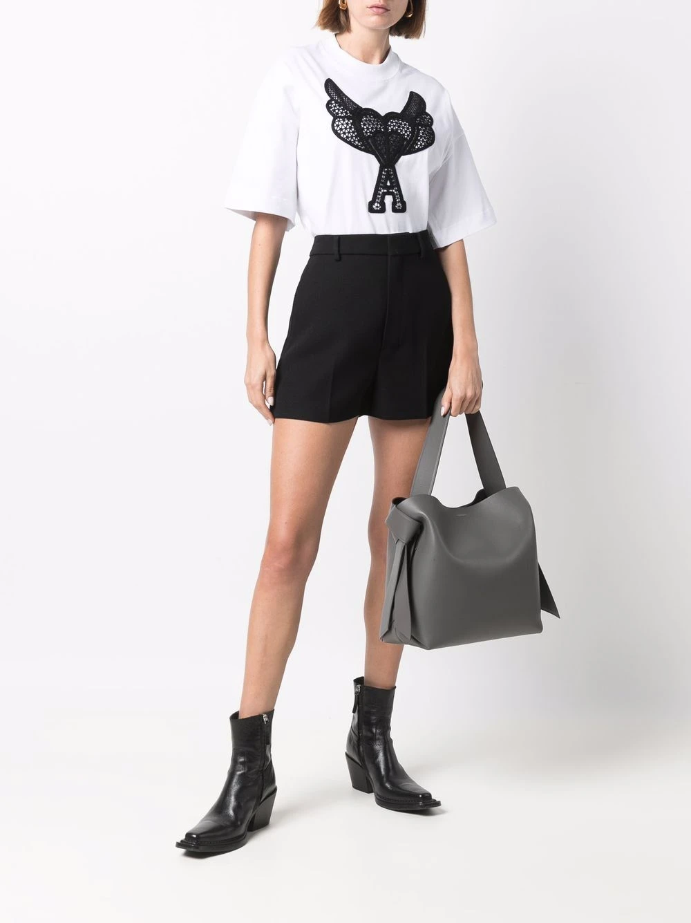 AMI Paris Sweat Ami de Cœur à détail en dentelle Prix Raisonnable t-shirts & jerseys femme 2 AMI Paris sweat Ami de Cœur à détail en dentelle